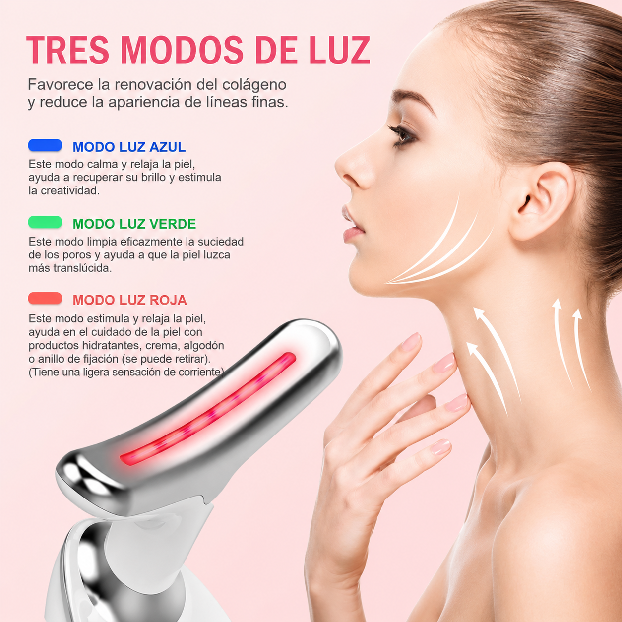 “Lifting Facial en Casa – Masajeador LED Reafirmante Antiarrugas”