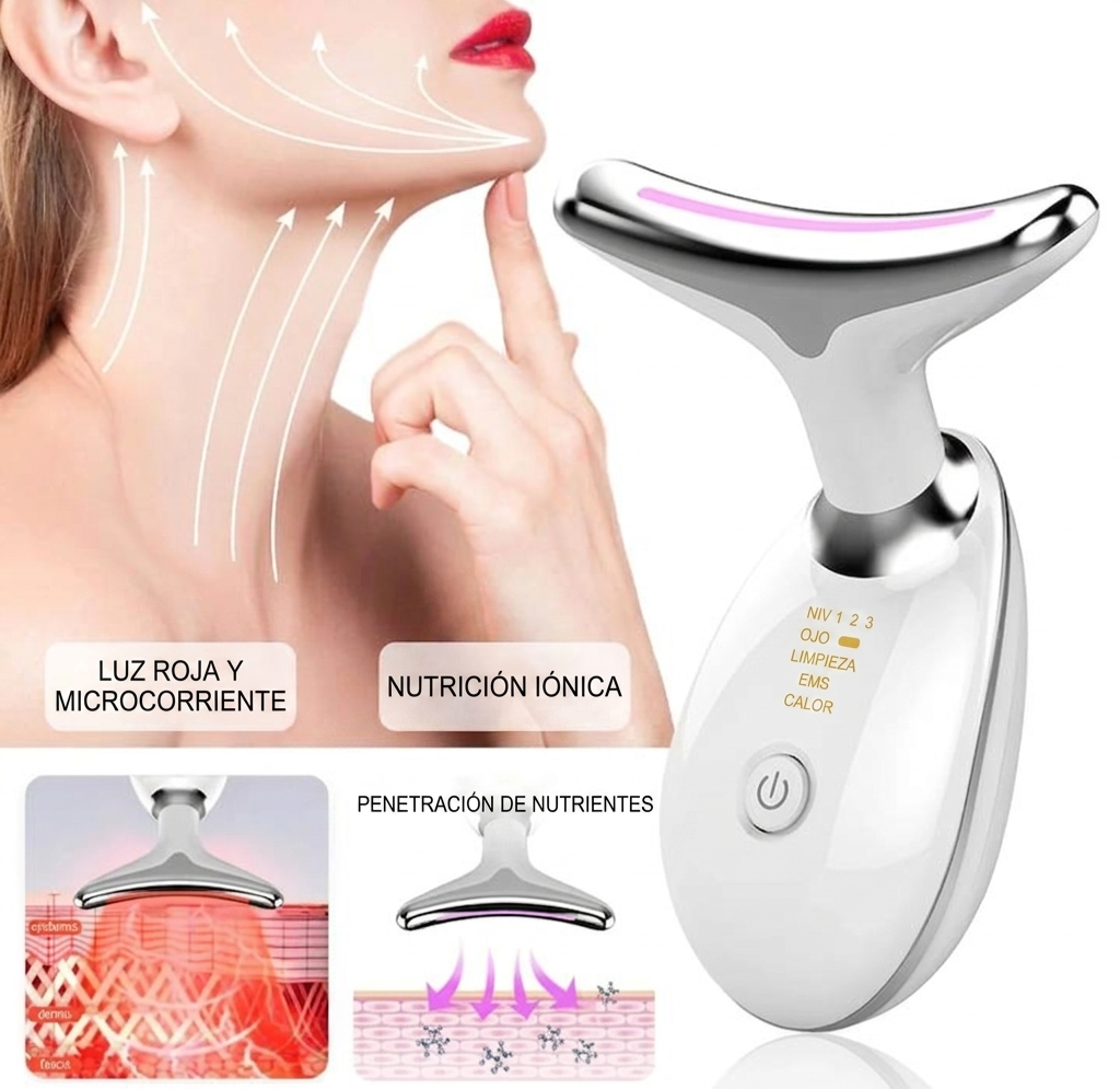 “Lifting Facial en Casa – Masajeador LED Reafirmante Antiarrugas”
